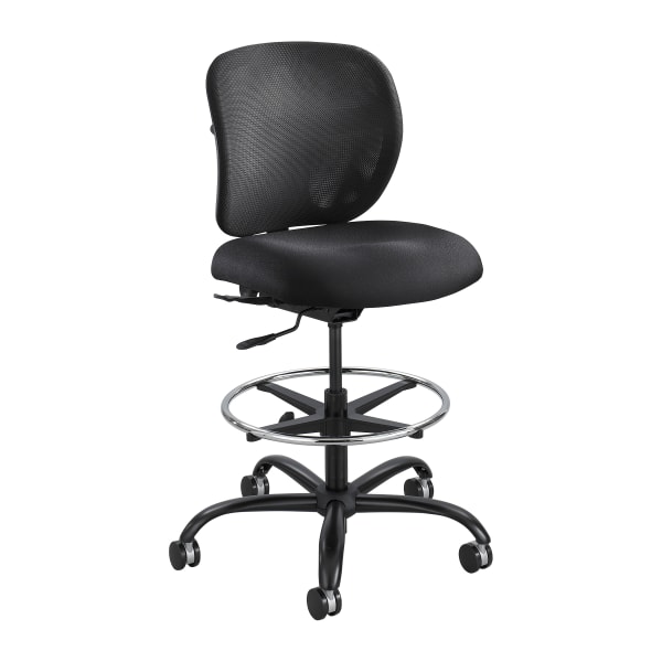 Safco Vue Heavy-Duty Stool, Mesh Back/Fabric Seat, Black