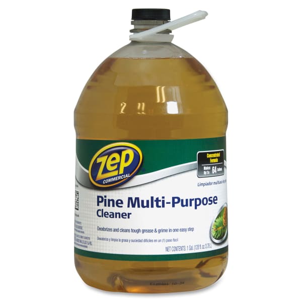 Zep Multipurpose Pine Cleaner - For Multipurpose - Concentrate - 128 fl oz (4 quart) - Pine Scent - Disinfectant, Deodorize - Brown Bottle - 4 / Carton