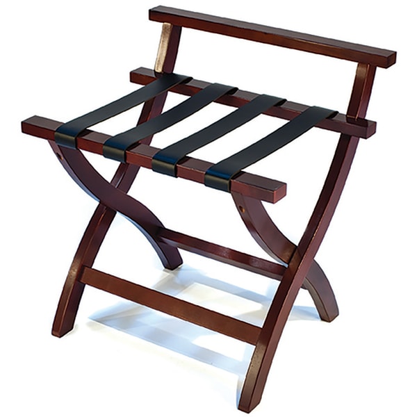 CSL Premier High Back Wood Luggage Racks, 24inH x 23inW x 19inD, Mahogany/Black, Pack Of 3 Racks