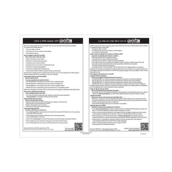 ComplyRight Federal Specialty Posters, Earned Income Tax Credit, Bilingual, 8 1/2in x 11in