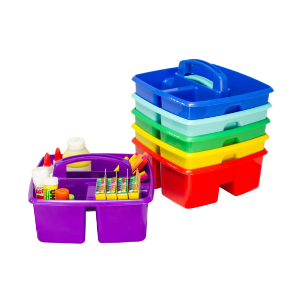 Storex Small Caddies, 5-1/4inH x 9-1/4inW x 9-1/4inD, Assorted Colors, Pack Of 6 Caddies