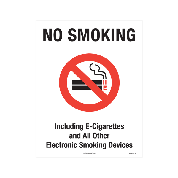 ComplyRight Federal Specialty Posters, No Smoking Or E-Smoking, English, 8 1/2in x 11in