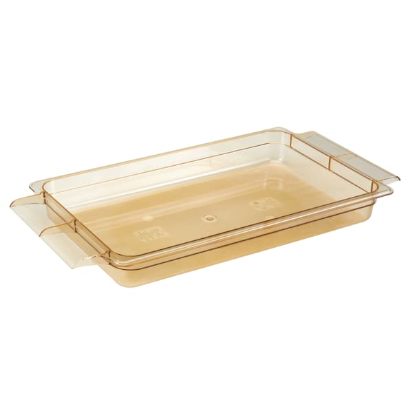 Cambro 1/1 x 2in H-Pans With Handles, Amber, Set Of 6 Pans