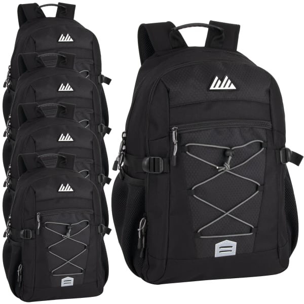 Trailmaker Casepack Bungee Backpacks, Black, Pack Of 24 Backpacks