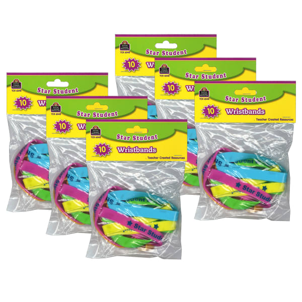Teacher Created Resources Star Student Wristbands, 10 Per Pack, Set Of 6 Packs