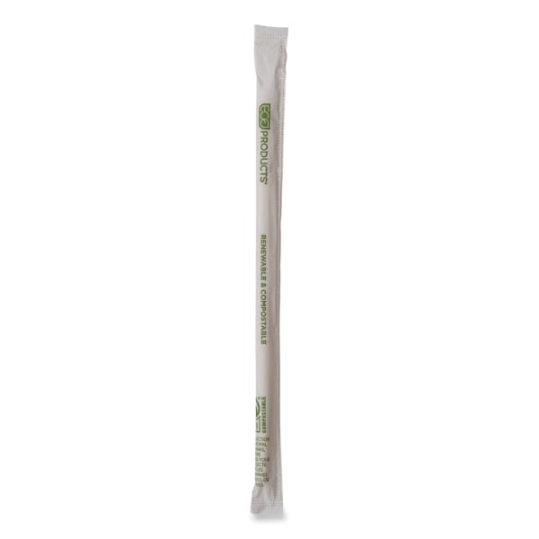 Eco-Products Renewable And Compostable PHA Straws, 10-1/4in, Natural White, Carton Of 1,250 Straws