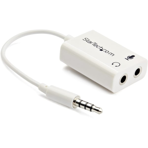 StarTech.com 3.5mm 4 Position To 2 x 3 Position 3.5mm Headset Splitter Adapter, White