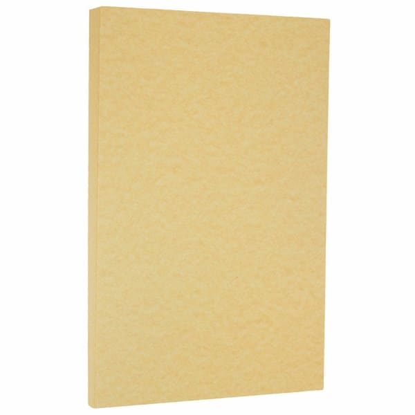 JAM Paper Card Stock, Antique Gold Parchment, Legal (8.5in x 14in), 65 Lb, Pack Of 50