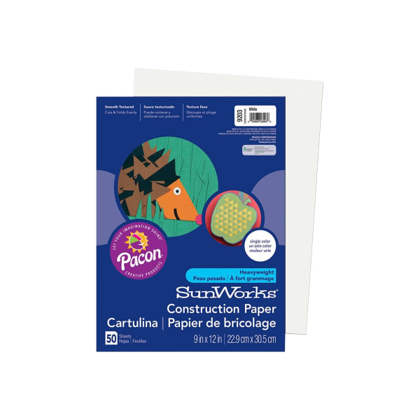 Prang Construction Paper, 9in x 12in, White, Pack Of 50