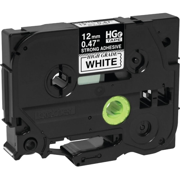 Brother HGES2315PK Black on White Extra-Strength Adhesive Label Tape - x 15/32in Width - Thermal Transfer - White - 5 / Pack - HGES2315PK