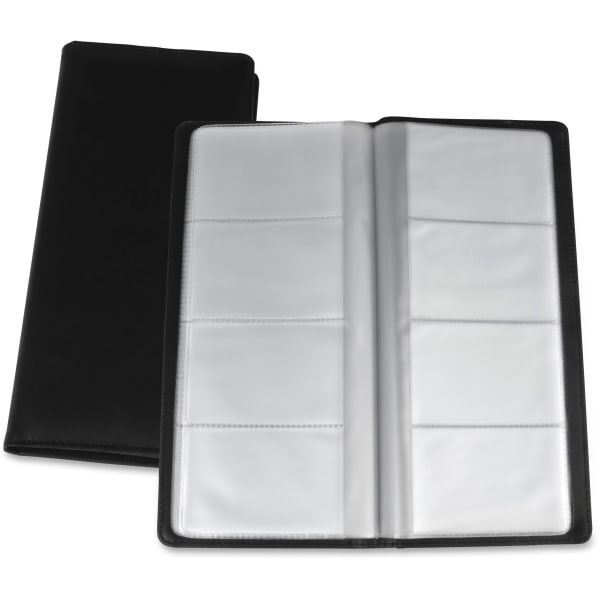 Lorell Business Card Storage Holder - 0.8in Height x 4.4in Width x 9in Depth - Vinyl, Plastic - Black, Clear - 1 Each
