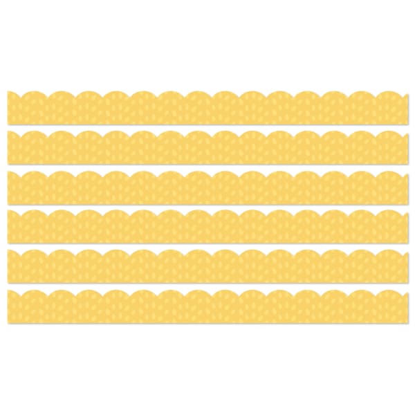 Carson Dellosa Education Scalloped Bulletin Board Borders, Grow Together Yellow with Painted Dots, 39ft Per Pack, Set Of 6 Packs