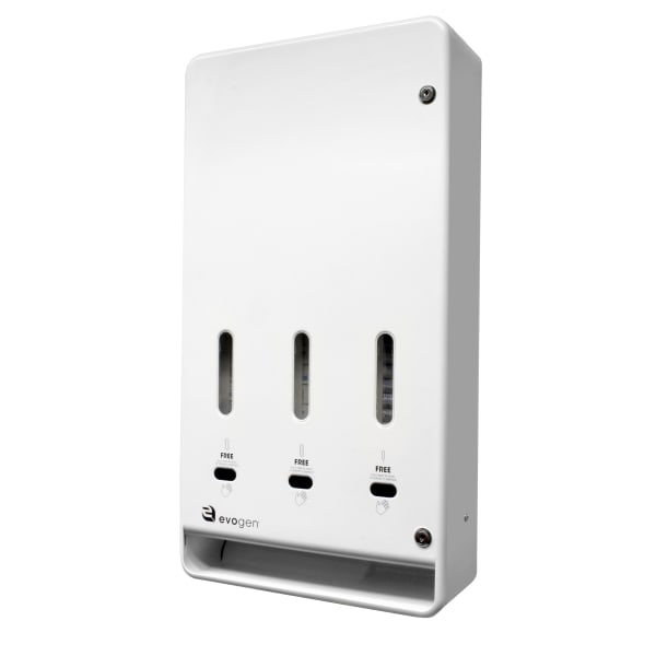 Hospeco Evogen Tri-Vend High Capacity No-Touch Menstrual Care Product Dispenser, White