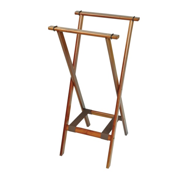 CSL Deluxe Wood Back Saver Tray Stand, 38inH x 18-1/2inW x 17inD, Dark Finish/Brown Bottom Straps