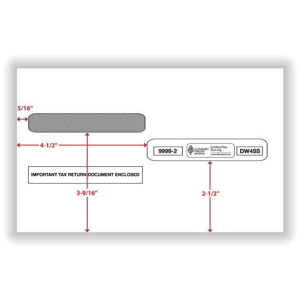 ComplyRight Double-Window Envelopes For 4-Up W-2 (5205, 5205A, 5209) Tax Forms, 5-5/8in x 9in, Self-Seal, White, Pack Of 200 Envelopes