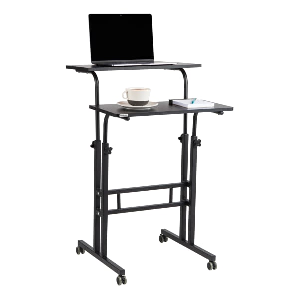 Mind Reader Mobile 19.5inW Height Adjustable Mobile Sit/Stand Desk, Black