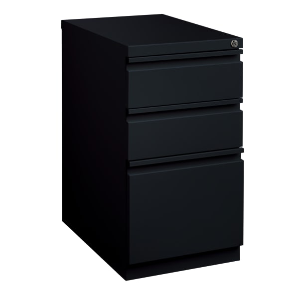 WorkPro 23inD Vertical 3-Drawer Letter-Size Mobile Pedestal File Cabinet, Metal, Black
