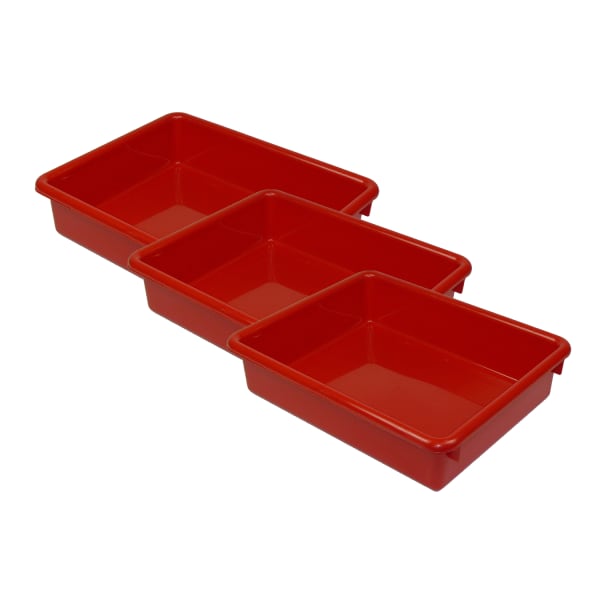 Romanoff Products Stowaway Letter Trays, 3inH x 10-1/2inW x 13inD, Red, Pack Of 3 Trays