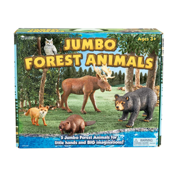 Learning Resources Jumbo Figures, Forest Animals, Pack Of 5