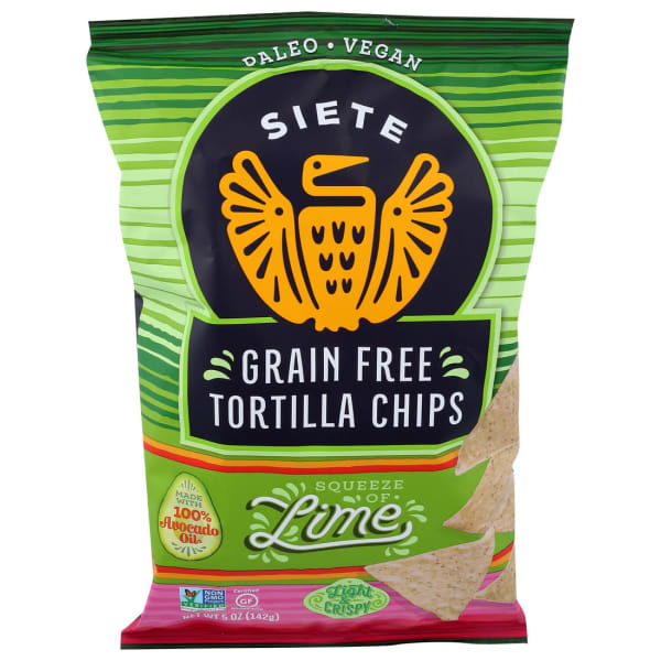 Siete Tortilla Chips, Lime, 5 Oz, Total Qty 12