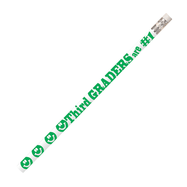 Musgrave Pencil Co. Motivational Pencils, 2.11 mm, #2 Lead, 3rd Graders Are #1, Green/White, Pack Of 144