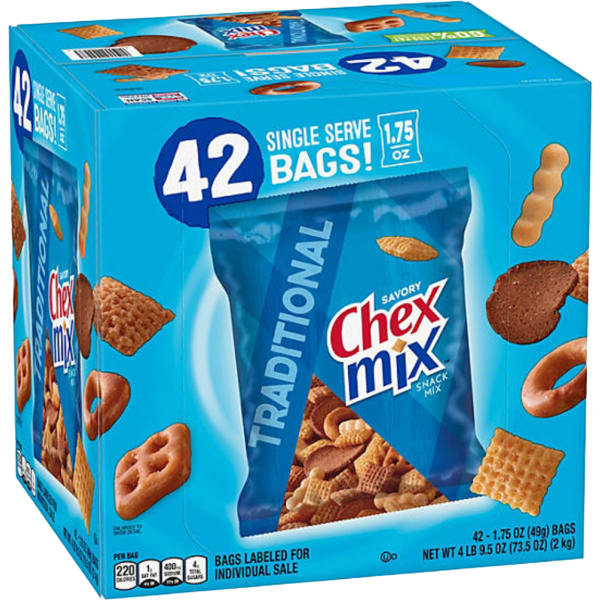 Chex Mix Traditional Flavor, 1.75 Oz, Box Of 42 Bags