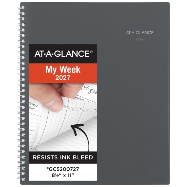 AT-A-GLANCE DayMinder 2027 Weekly Monthly Appointment Book Planner, Gray, Large, 8 1/2in x 11in