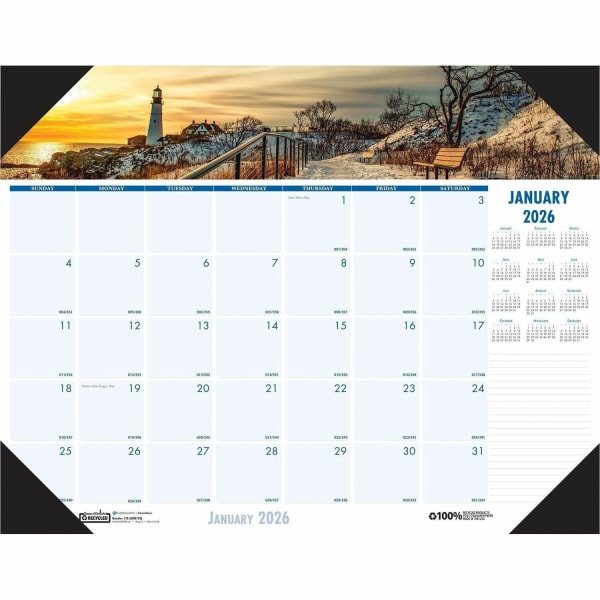 House of Doolittle EarthScapes Coastlines Desk Pad - Julian Dates - Monthly - 1 Year - January 2024 - HOD178