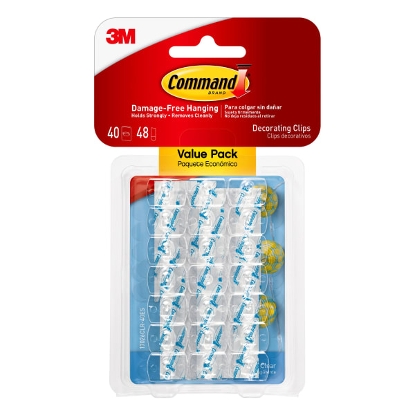 Command Decorating Clips Value Pack, Clear, Pack Of 40 Clips