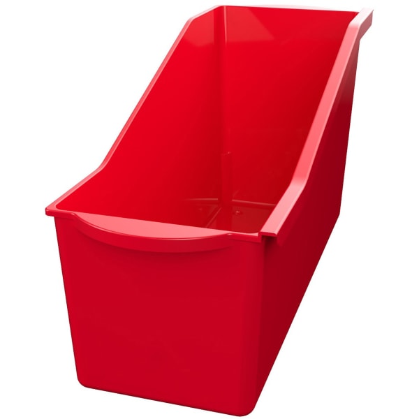 Deflecto Antimicrobial Kids Book Bin - 7.35in Height x 14.20in Width x 5.34in Depth - Antimicrobial, Lightweight, Portable, Mold Resistant, Mildew Resistant, Stackable, Handle - Red - Polypropylene - 1 Each