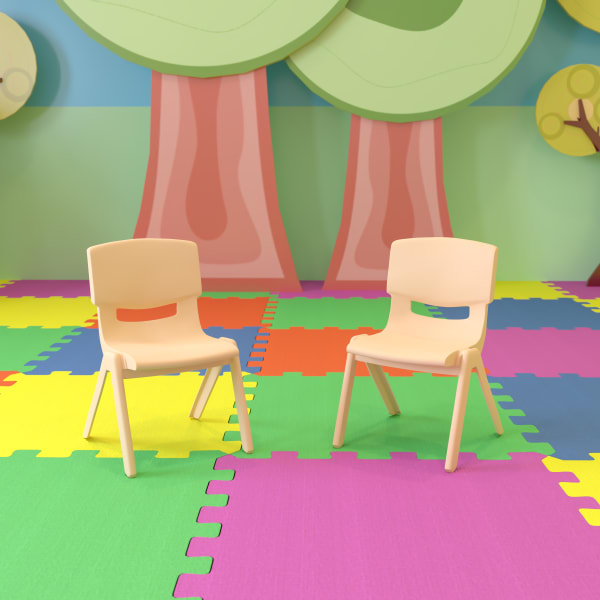 Flash Furniture Plastic Stackable School Chairs With 10-1/2in Seat Height, Natural, Set Of 2 Chairs