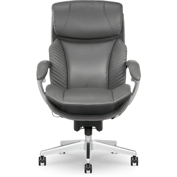 Serta iComfort i6000 Big & Tall Ergonomic Bonded Leather High-Back Executive Office Chair, Gray/Silver