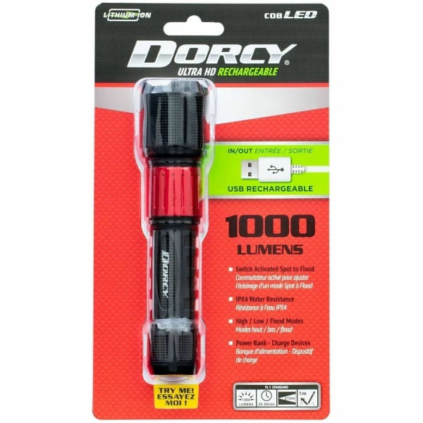 Dorcy Ultra 1000 Lumen USB Rechargeable Flashlight With Powerbank - LED - 1000 lm Lumen - 1 - Lithium Ion (L - 414358