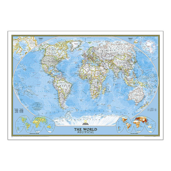 National Geographic World Classic Map, Laminated, 43.5in x 30.5in