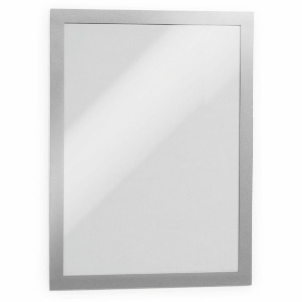 DURABLE DURAFRAME Self-Adhesive Magnetic Letter Sign Holder - Horizontal or Vertical, 9.5in x 12in Frame Size - Holds 8.5in x 11in Insert, 2 -Pack, Silver