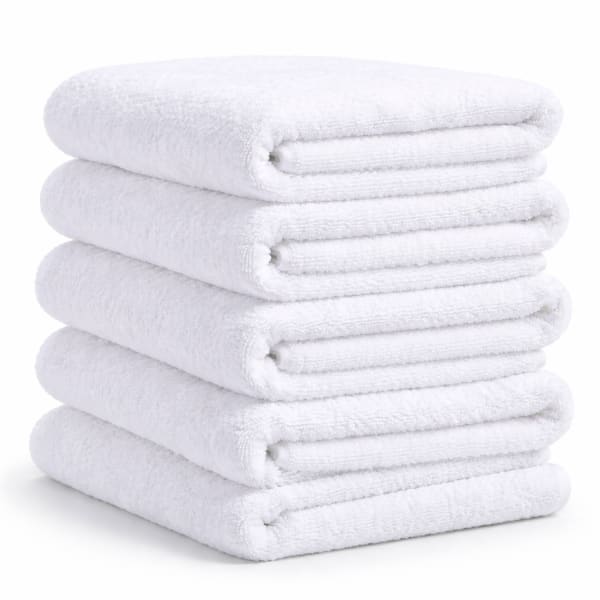 23 Threads Series A202 Bath Towels With Cam Borders, 24in x 50in, White, Total Qty 36