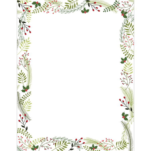 Great Papers! Holiday-Themed Letterhead Paper Stationery, 8-1/2in x 11in, Merry Twigs And Holly, Pack Of 80 Sheets