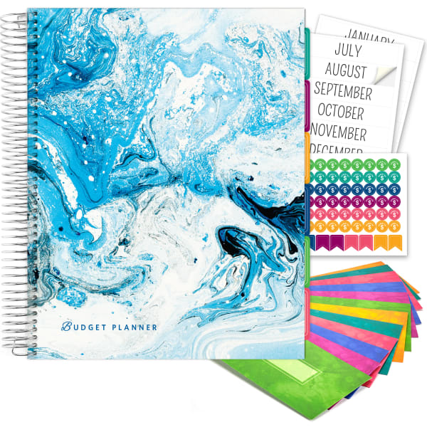 Global Printed Products Budget Planner & Monthly Bill Organizer, 8-1/2in x 11in, Blue Marble