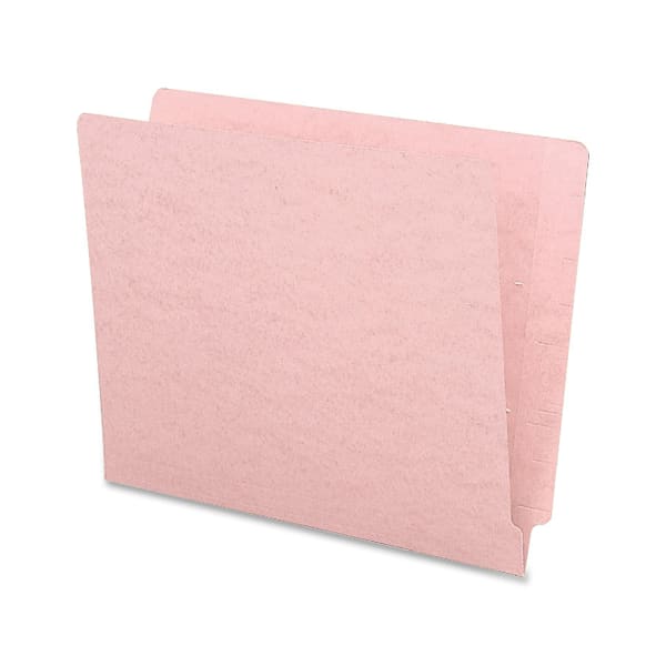Smead Color 2-Ply End-Tab Folders, Letter Size, Straight Cut, Pink, Box Of 100
