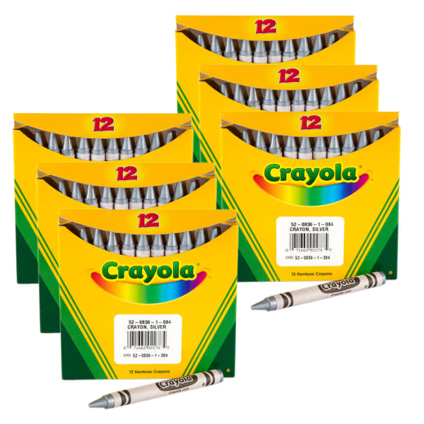 Crayola Bulk Crayons, Regular Size, Silver, 12 Per Pack, Set Of 6 Packs
