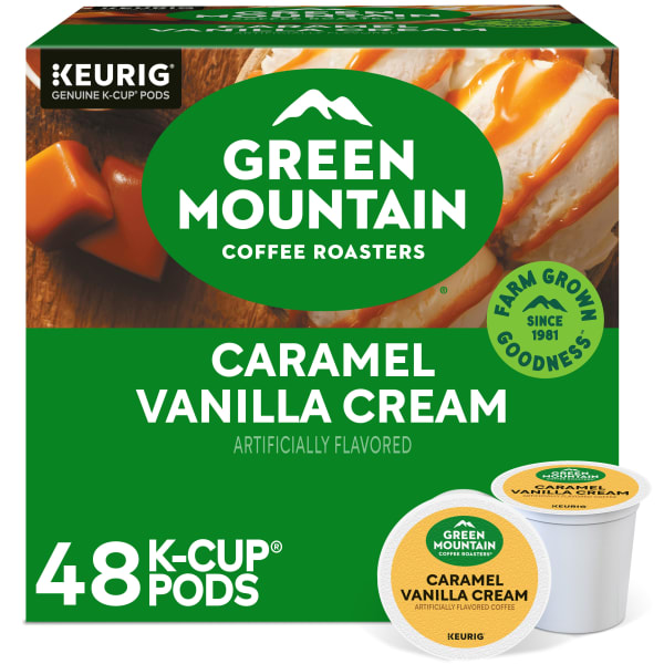 Green Mountain Coffee Caramel Vanilla Cream Coffee K-Cup Pods, Light Roast, Box Of 48 Pods