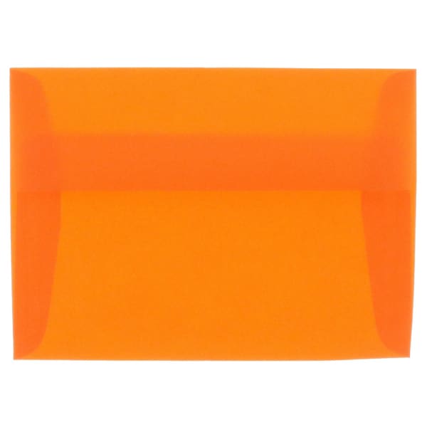 JAM Paper Translucent Envelopes, #4 Bar (A1), Gummed Seal, Orange, Pack Of 25