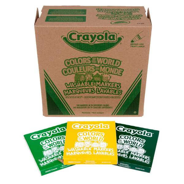 Crayola Colors Of The World Washable Markers Classpack, Broad Point, Assorted Colors, Pack Of 240 Markers