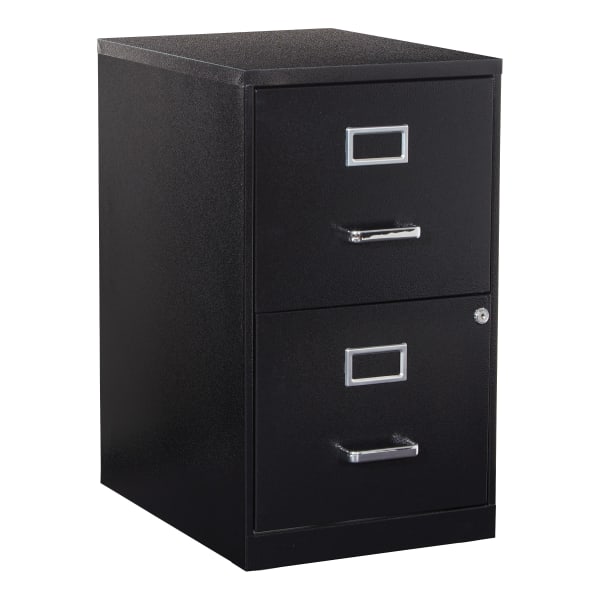 Office Star 20inD Vertical 2-Drawer Locking File Cabinet, Black