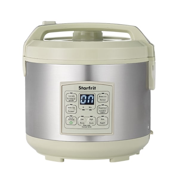 Starfrit 14-Cup Low-Carb Electric Rice Cooker, Gray/Green