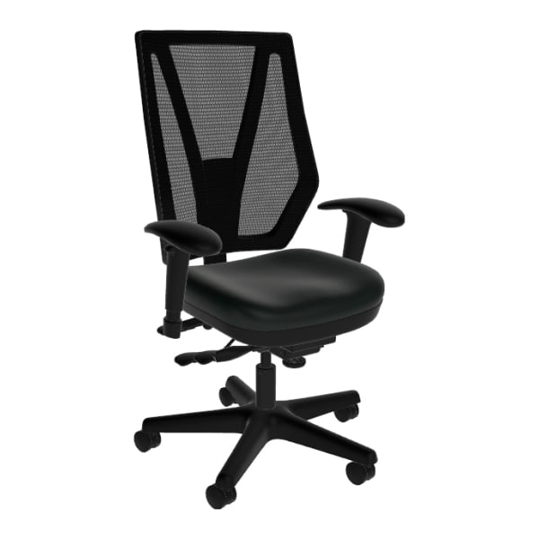 Sitmatic GoodFit Mesh Multifunction Small-Scale High-Back Chair With Adjustable Arms, Black Polyurethane/Black