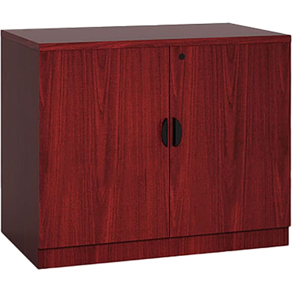 Boss Office Products 31inW Storage Cabinet, Mahogany