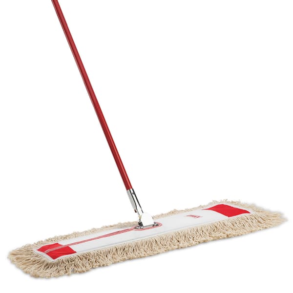 Libman Commercial Steel Dust Mops, 36in, Red/White, Pack Of 6 Mops