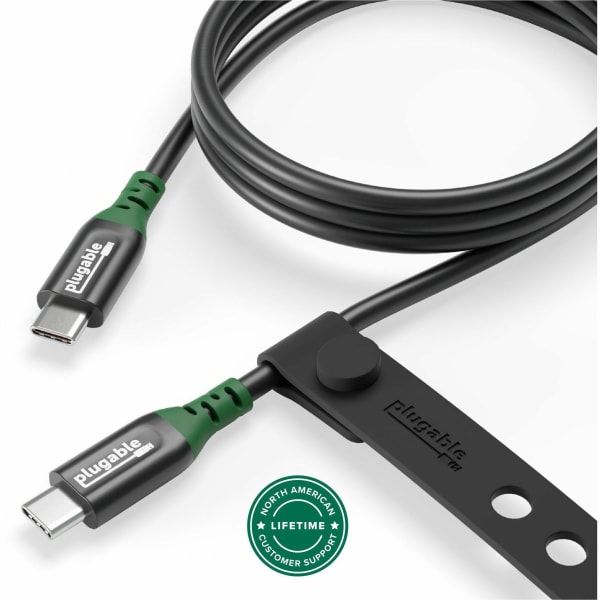 Plugable USB C to USB C Cable, 240W USB C Charging Cable 20Gbps, 4K 120Hz, 8K 60Hz - USB-C Monitor, iPhone, MacBook, iPad, Samsung Galaxy, 3.3 Feet with Silicone Cable Management Strap