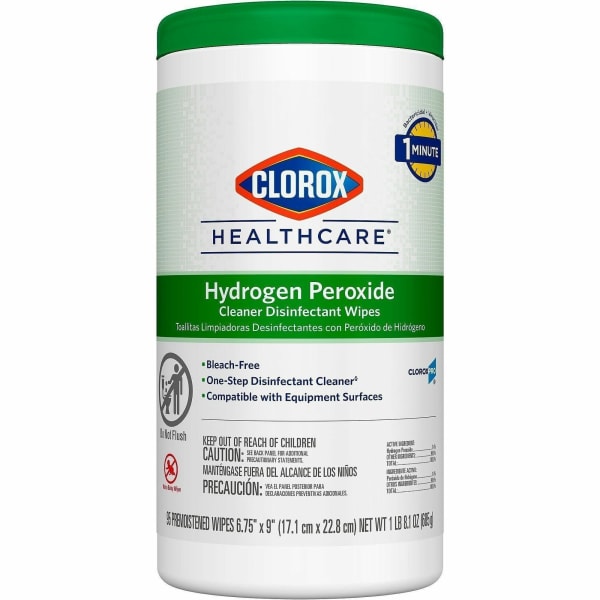 Clorox Healthcare Hydrogen Peroxide Disinfecting Wipes, 9in x 6 3/4in, Canister Of 95 Wipes